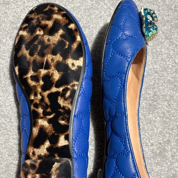 BNWOT Betsey Johnson blue leather heart quilt bejeweled elephant ballet flats - Picture 6 of 6